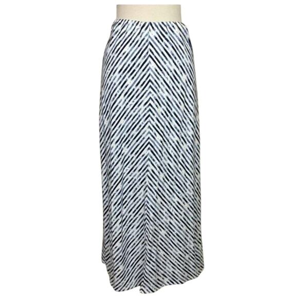 J Jill Blue White Diagonal Striped Cotton Modal Blend Maxi Skirt Stretch M - Picture 1 of 9